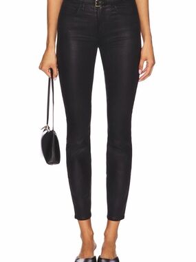 L'AGENCE Black Coated Skinny Ankle Pants